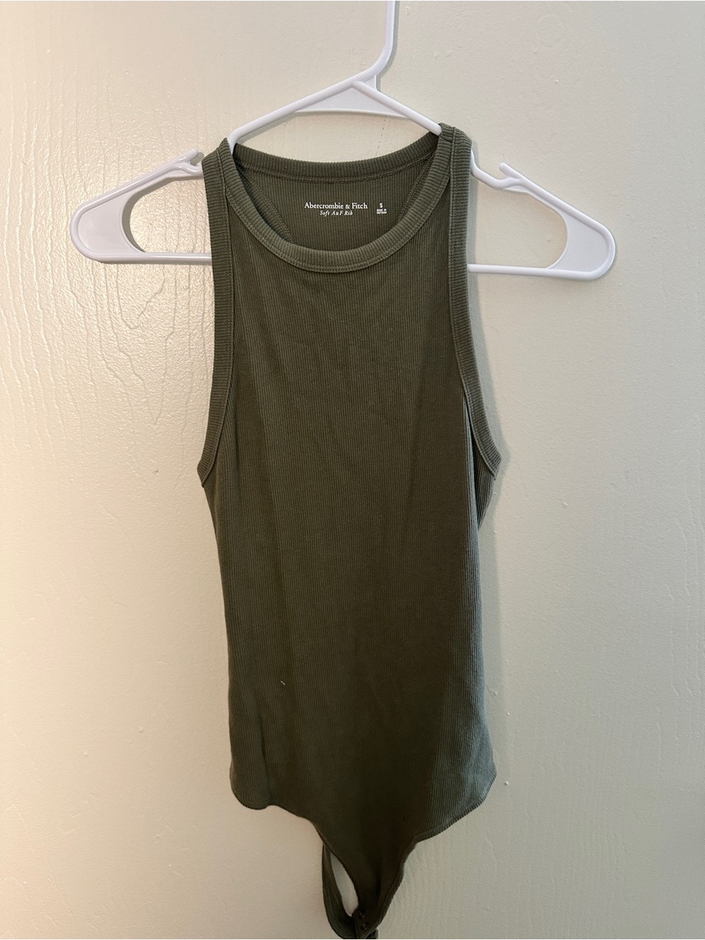 Abercrombie & Fitch Olive Green Ribbed Tank Bodysuit